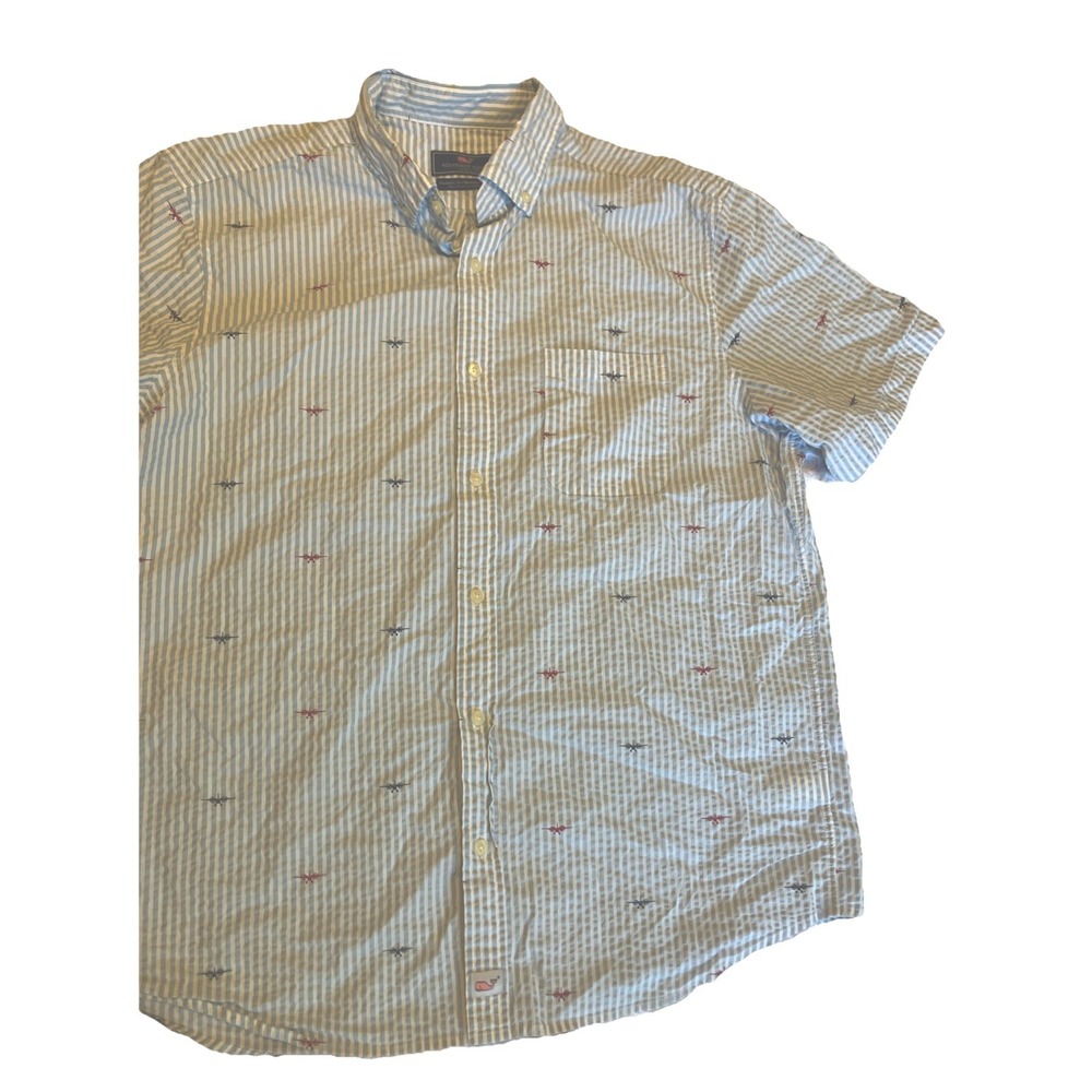 Men's Vineyard Vines Linen Button Up Long Sleeve Shirt Size‎ Large Light Blue